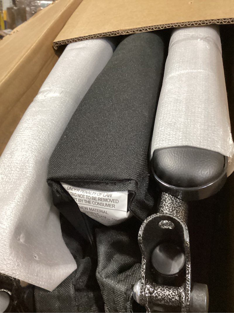 Condition photo showing New/Like New for black hammertone transport chair, 19inch seat, 300lbs weight capacity, lightweight