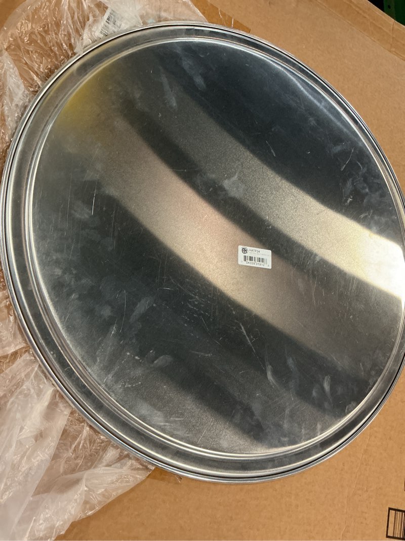 Condition photo showing As Is for american metalcraft, hatp24, wide rim pan, heavy weight, 24" x 24" x 0.38", aluminum 24 inches