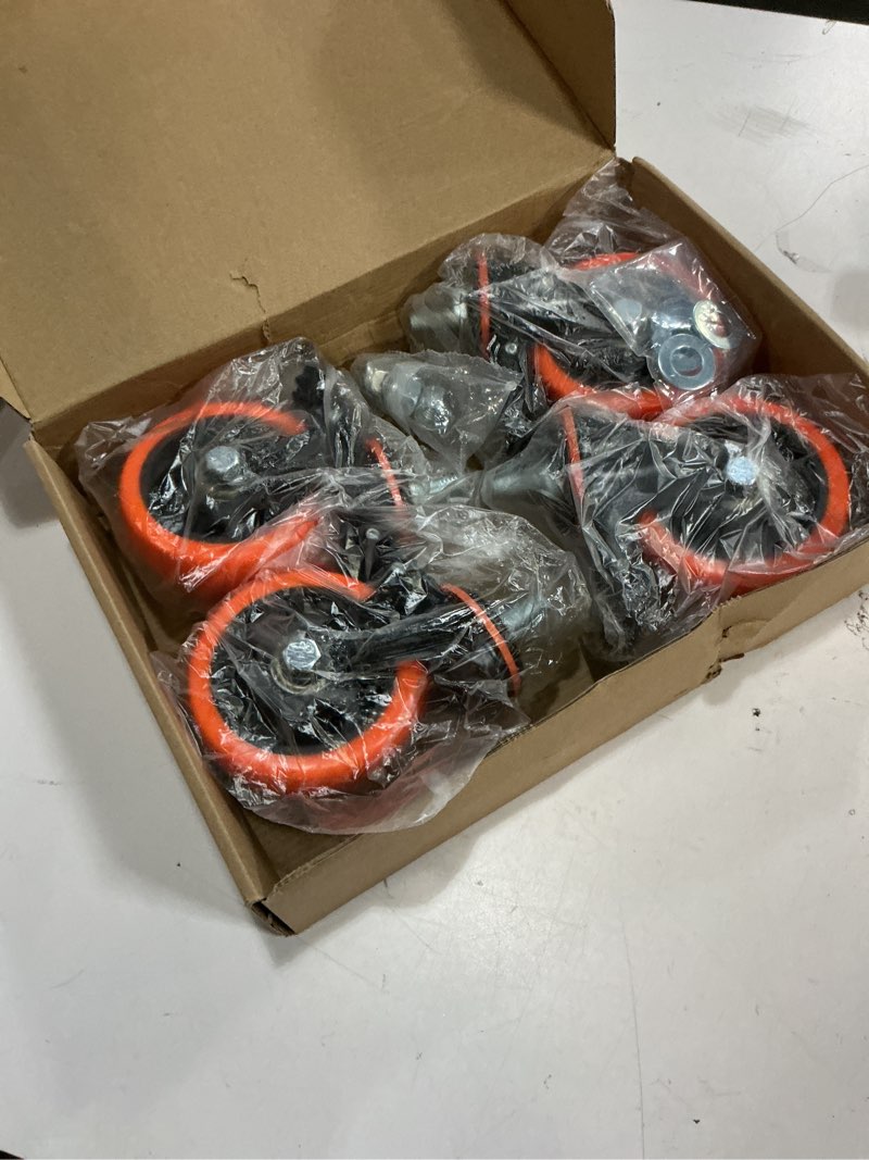 Condition photo showing Good Condition for Stem Caster Wheels 4 inch Locking Threaded Stem Casters Set of 4 Heavy Duty, 1/2"-13 x 1(Stem Diameter 1/2",Stem Length 1"), No Noise Swivel Casters Industrial Castor Wheels for Cart, Furniture 1/2"-13x1" 4 inch