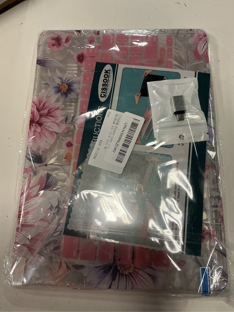 Condition photo showing New/Like New for cissook flower case for macbook air 13.6 inch m5 m4 m3 m2 chip model a3449 a3240 a3113 a2681, plastic shell cover with keyboard cover screen protector for macbook air 13 2022-2026, flowers watercolor air13.6inch-flowers watercolor