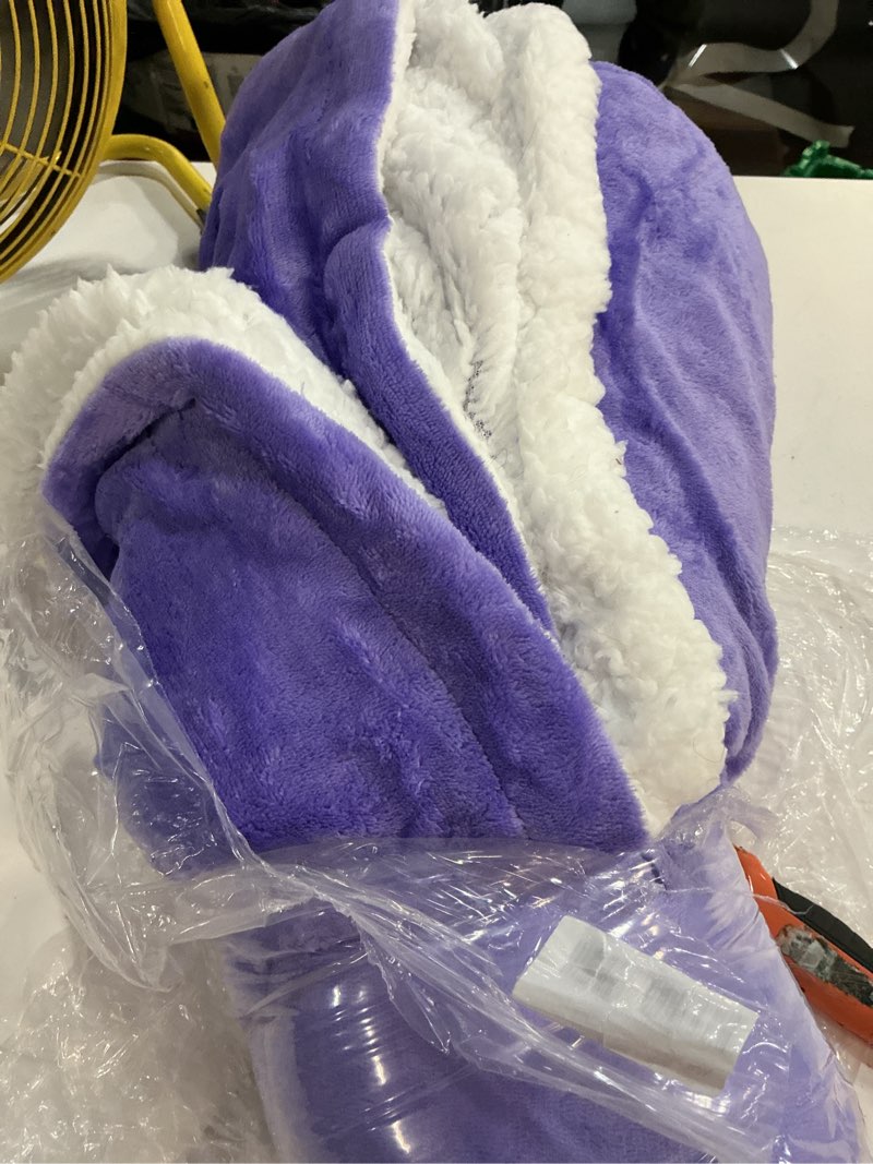Condition photo showing Good Condition for yescool wearable blanket hoodie, flannel sherpa fleece blanket sweatshirt for adults women men,one size fits all a-lavender extended oversized