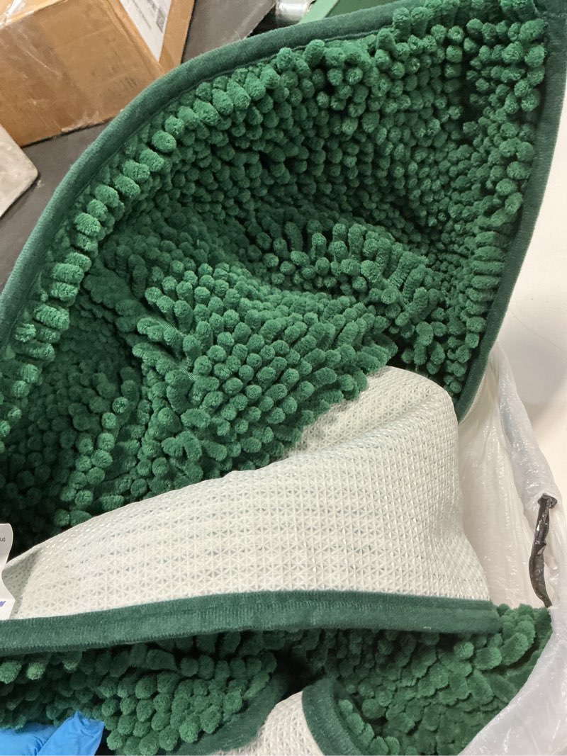 Condition photo showing As Is for muddy mat® | super absorbent door mat indoor, microfiber quick dry chenille entryway rug, non-slip front door mat, indoor mats for entryway, machine washable pet rug, dark green 24" x 96"