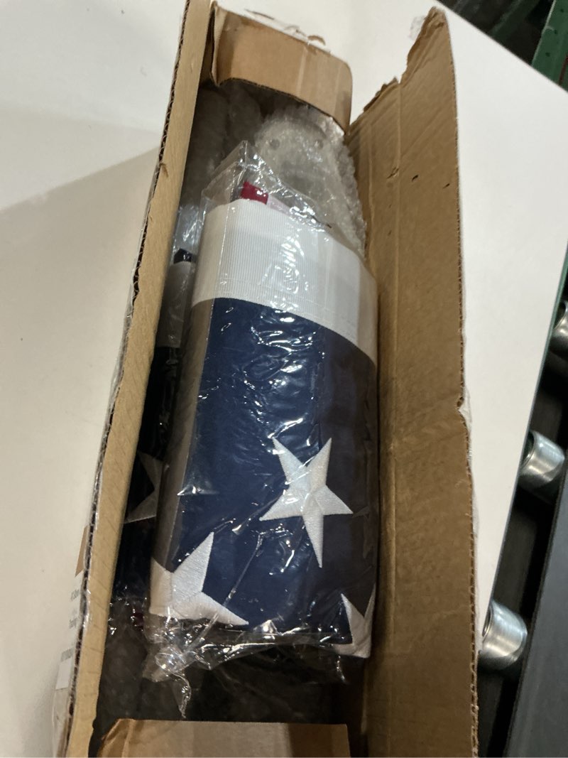 Condition photo showing Good Condition for flag pole kit with 3x5 american flag - includes 5ft heavy duty tangle free flagpole,embroidered 3x5 us flag,aluminum mount holder bracket,metal flagpoles for outside house,porch,outdoor - white 5ft white