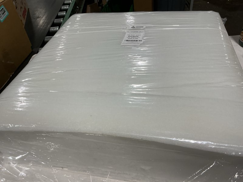 Condition photo showing As Is for ak trading co. 24'' w x 24'' l upholstery foam cushion high density (chair cushion square foam dinning chairs, wheelchair seat cushion replacement) with batting/dacron wrap., 6'' h x 24'' w x 24'' l dacron cushion foam 6" h x 24" w x 24" l
