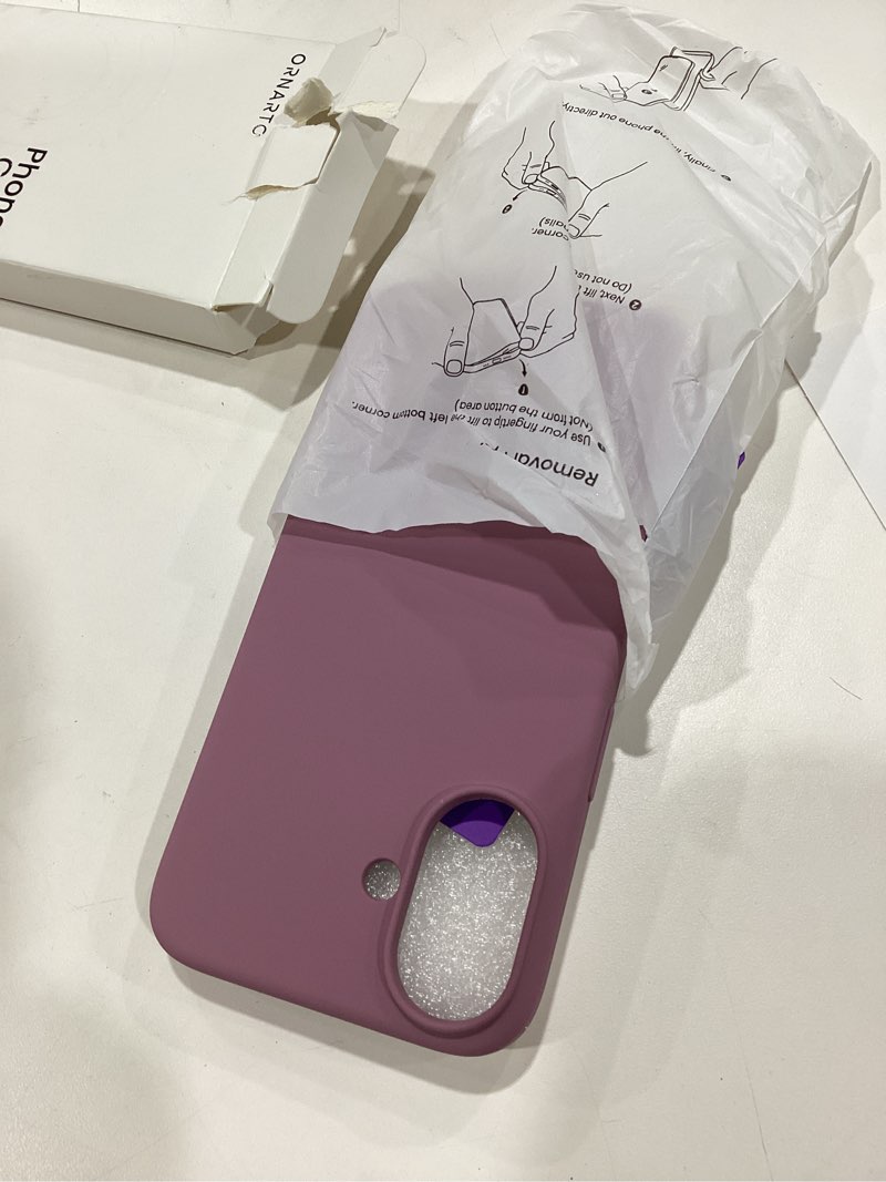 Condition photo showing New/Like New for ornarto compatible with iphone 16 case 6.1", slim liquid silicone 3 layers full covered soft gel rubber shockproof phone case, protective cover with anti-scratch microfiber lining-lilac purple