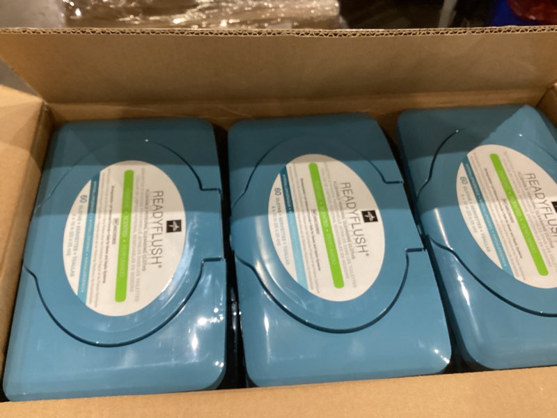 Condition photo showing New/Like New for medline readyflush biodegradable flushable wipes, 9 tubs of 60 wipes