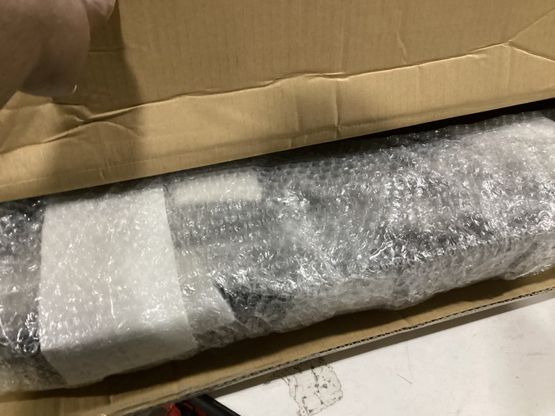 Condition photo showing As Is for vivosun outdoor handrail, 3 step stair handrail, 40" x 36" fits 1 to 3 steps, wrought mattle iron stair railing with curved end and balusters for concrete step, porch steps, one-step assembly, black 3 steps vertical curve