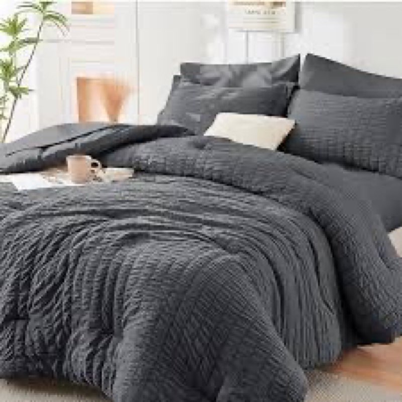 Queen size duvet set, dark gray, from sirsaca, 3 pieces, for all seasons, in a bag, for bedroom, sheets, pillowcases and cushion covers - Queen Size (88 x 88 inches) - Color 01 - Dark Gray