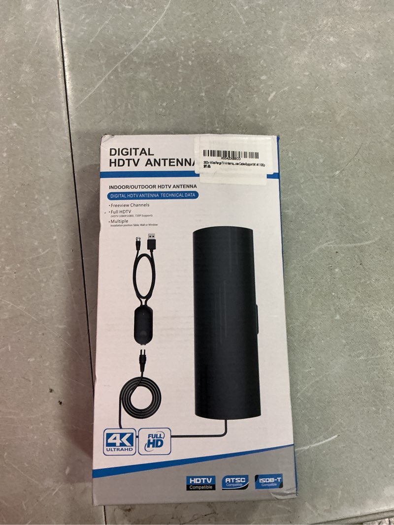 Condition photo showing As Is for 3600+ miles range tv antenna,2026 digital tv antenna indoor outdoor with strongest amplifier, 360°reception hdtv antenna for local channels for smart tv and old tvs-38ft coax cable-support 8k 4k 1080p black