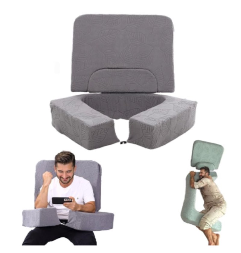 OpuvidityGaming Reading Pillow, Laptop Desk Pillow, Side Sleeping Pillow, Postoperative Recovery Relieves The Risk of Cervical and Lumbar Disc Herniation, Adjustable Three-Piece Set, Beige