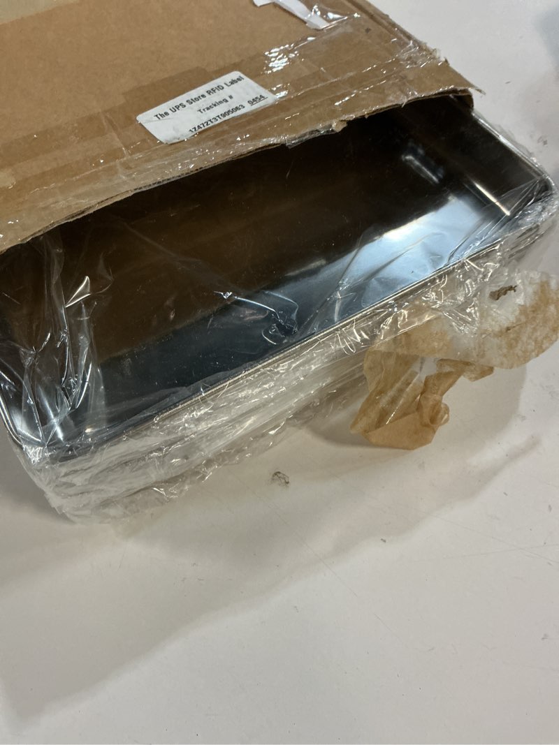 Condition photo showing Good Condition for 12PCS Stainless Steel 1/8 Sheet Pan, Nonstick Small Cookie Sheet, Small Baking Pans, Toaster Oven Pans, Metal Tray, Stainless Steel Cookie Sheets For Baking, Oven And Dishwasher Safe