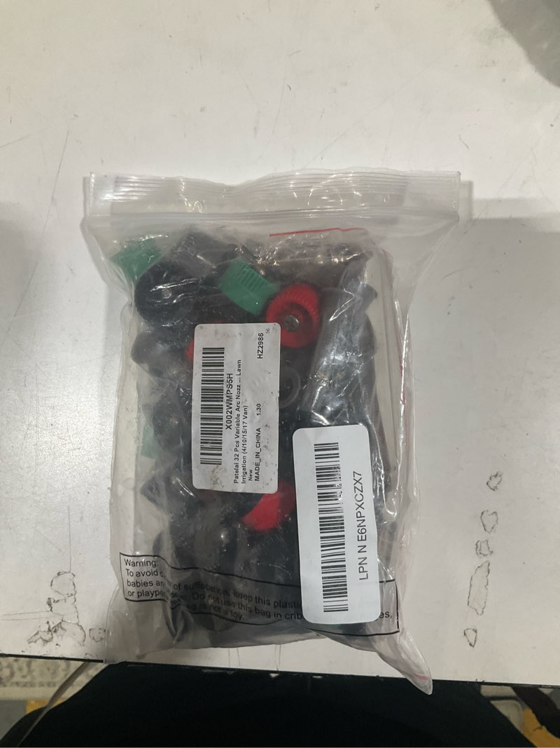 Condition photo showing As Is for patelai 32 pcs variable arc nozzle replacement pop up sprinkler head compatible with hunter, orbit pop-up sprinkler adjustable 360° spray nozzle for septic garden lawn irrigation (4/10/15/17 van) 32 4/10/15/17 van