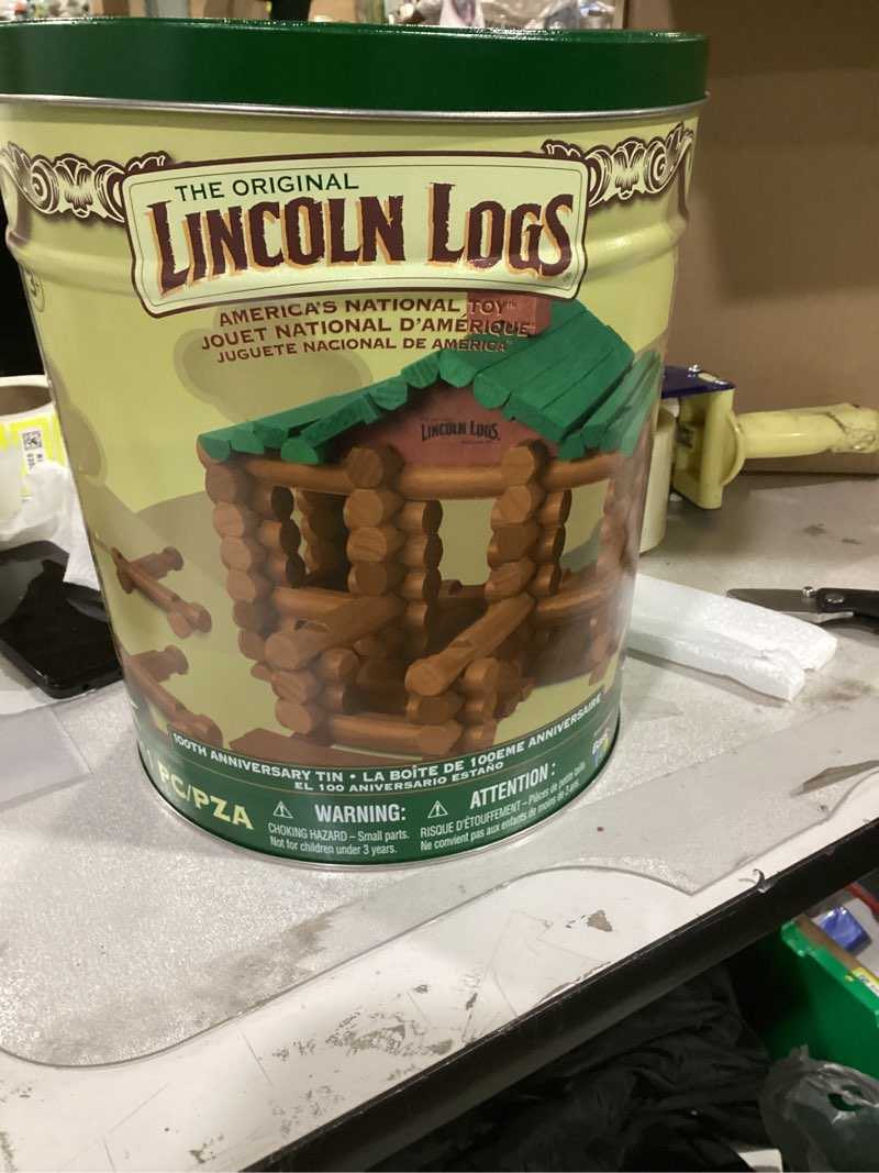Condition photo showing New/Like New for Lincoln Logs - Logs 100th Anniversary Tin