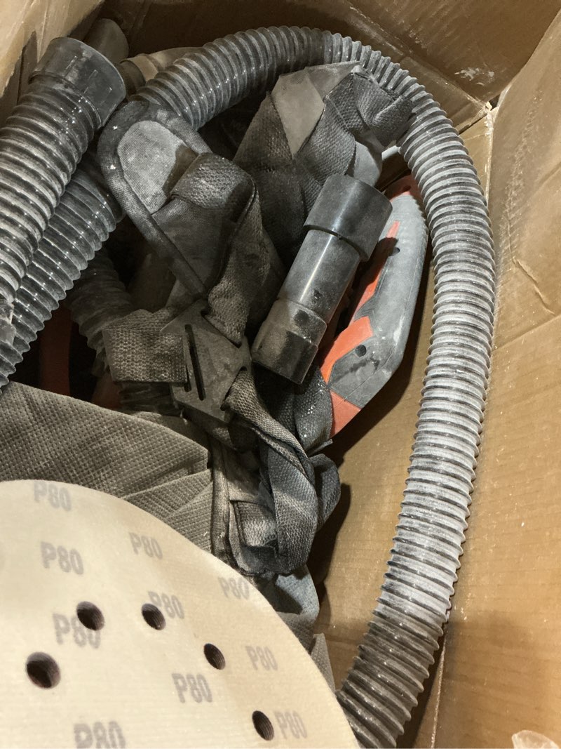 Condition photo showing As Is for Drywall Sander with Vacuum Dust Collector,1050W 7.33A Popcorn Ceiling Removal Tool,LED Light,5 Variable Speed 1000-2100RPM,Foldable & Extendable Handle,12 Sanding Discs