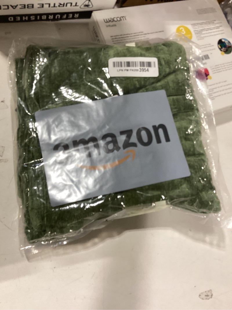 Condition photo showing New/Like New for decoruhome chenille moss green spring throw pillow covers 18x18 inch set of 2, decorative soft couch pillow covers solid dyed accent farmhouse neutral square pillow cases for sofa moss green 18" x 18" (pack of 2)