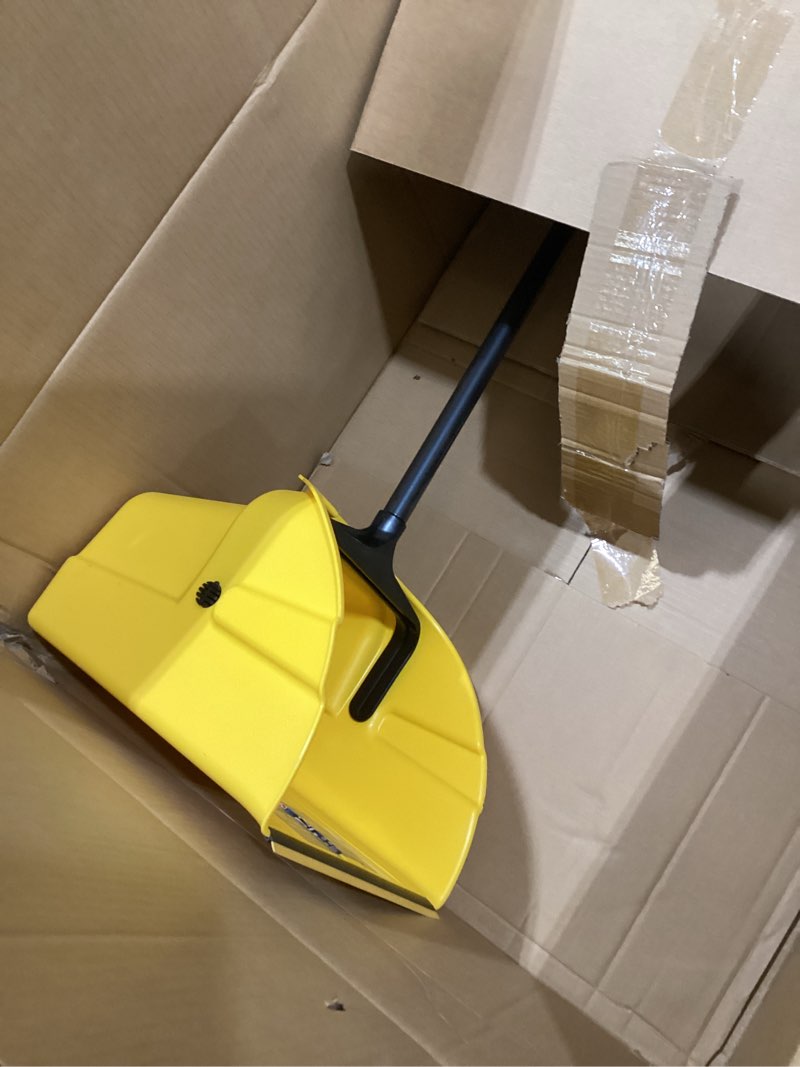 Condition photo showing As Is for quickie debris dustpan with handle, jumbo debris pan, trash collection for industrial/professional cleaning