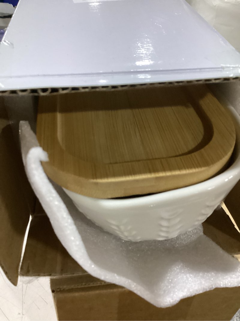 Condition photo showing Good Condition for miamolo 3 compartment condiment tray, chip and dip bowl with wooden serving tray, perfect for snacks, appetizers, charcuterie, chips, candy, 10-inch chip and dip serving set for parties