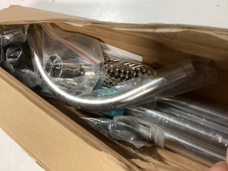 Condition photo showing New/Like New for Corner Shower Curtain Rod Adjustable Stainless Steel L Shaped Rack Drill Free Install for Bathroom, Bathtub, Clothing Store (35.5"-51.2" x 35.5"-51.2") Silver, 35.5"-51.2" x 35.5"-51.2"