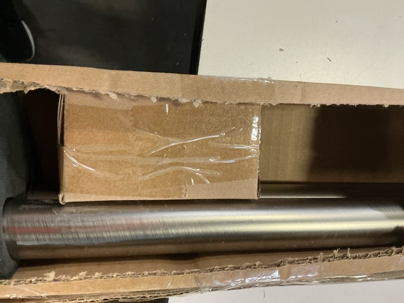 Condition photo showing Good Condition for heavy duty curtain rods,1 1/4" large diameter premium nonadjustable curtain rod,84in/7ft custom window treatment rods with durable aluminum brackets and end caps,brushed nickel finish brushed nickel 84in/7ft