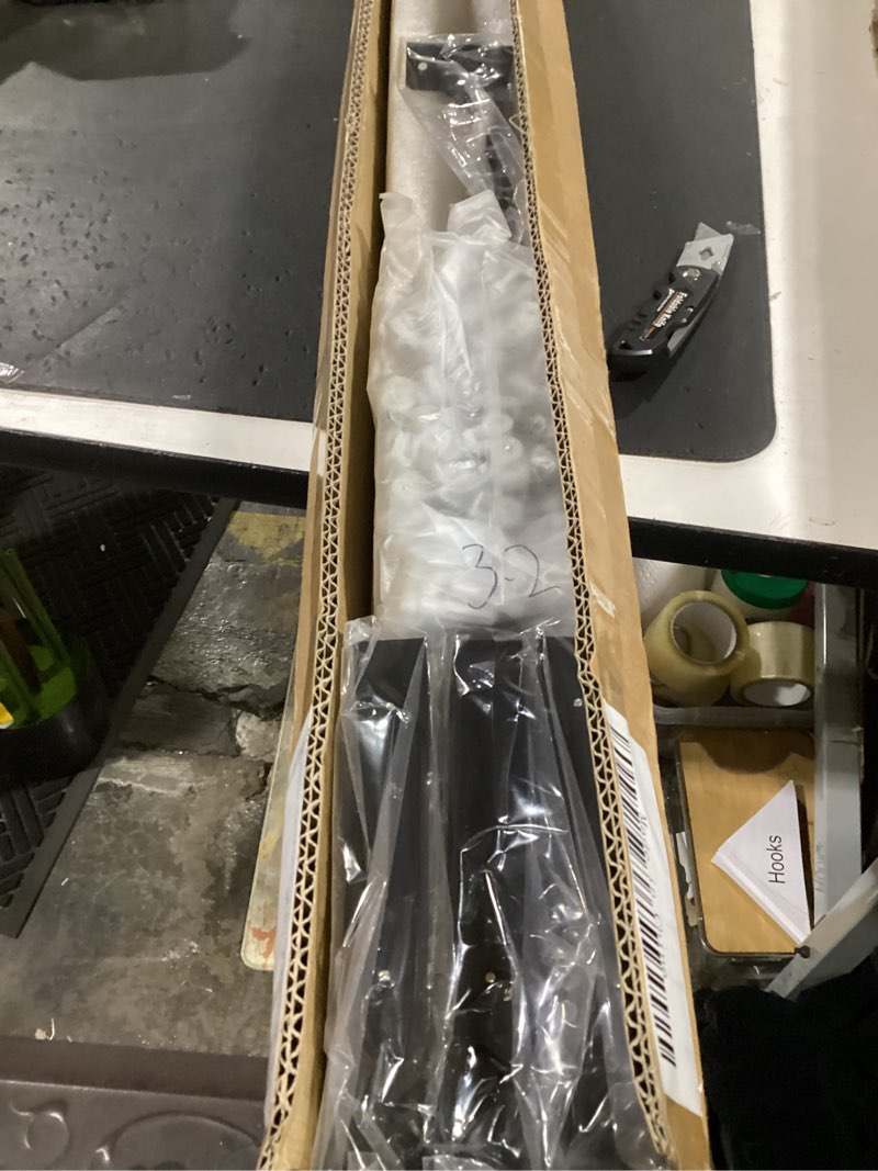 Condition photo showing New/Like New for (similar 3.2 m) abiglifty 42 to 122 inch double curtain rod, 1 inch telescoping double curtain rods for windows, black double curtain rod with classic cap finial, black 33-120inch