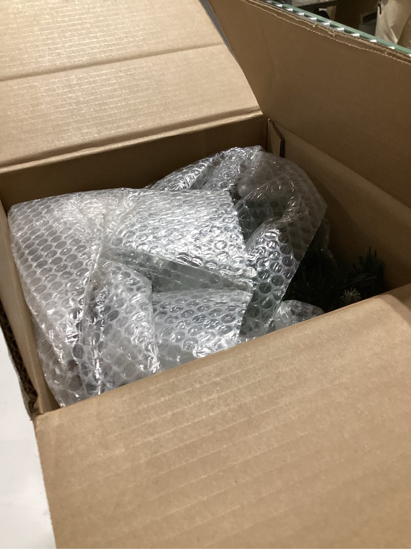 Condition photo showing Good Condition for National Tree Company 18 in Pre-Lit Frosted Berry Artificial Christmas Urn Filler, Christmas Decoration with Pinecones, 35 Clear LED Lights, 175 Tips, Timer, Tripod Stake, Green 18'' Berry Urn Filler w/Lights