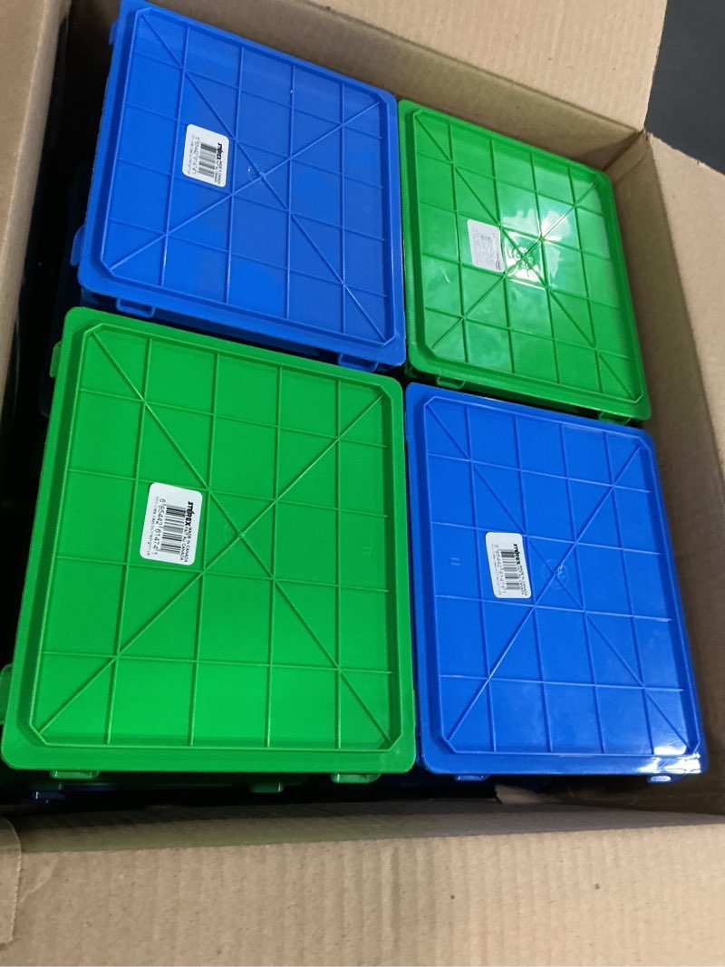 Condition photo showing New/Like New for storex mini storage crate, 9 x 7-3/4 x 6 inches, various assorted colors, 12-pack 12-pack mini assorted primary