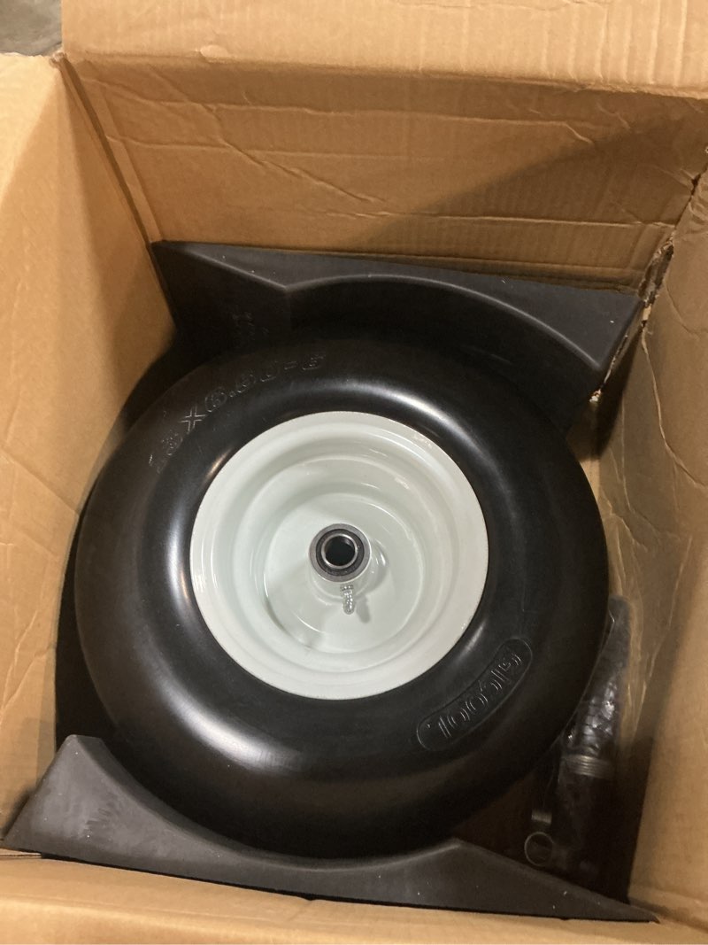 Condition photo showing New/Like New for gicool 13x6.50-6" flat-free tire & tire saver set, for zero-turn mower, 2pk | pu foam smooth tread, 3/4" 5/8" 1/2" bearings, 3"-5" hub, 440lbs rated, pre-assembled, adapter kit, lawn mower garden tractor 13x6.50-6 tires and tire saver