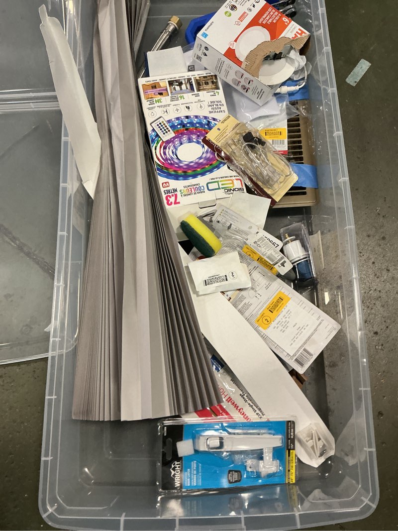 Condition photo showing As Is for Assorted Home Improvement Lot (Small Tools, Screw, Home Accessories, etc.)