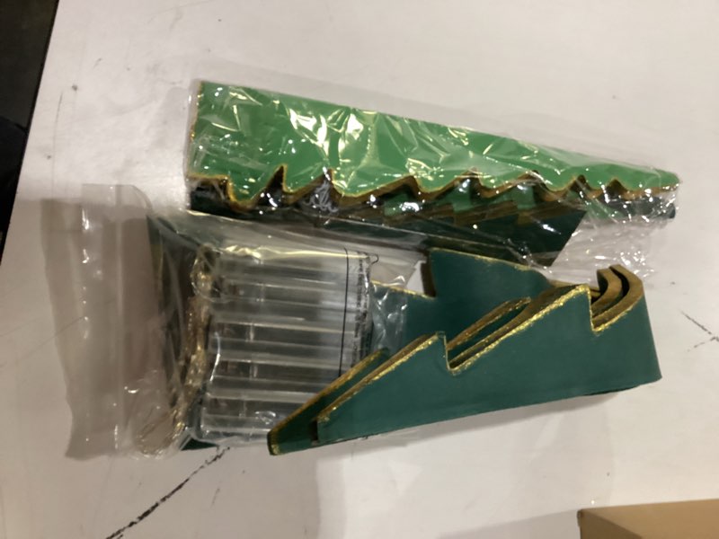 Condition photo showing New/Like New for Faccito 8 Pcs Neutral Paper Christmas Trees Honeycomb Centerpiece Paper Honeycomb Christmas Tree with 2 LED Light Strings Hanging Decoration Table Centerpiece(Green Color,Charming Style) Charming Style Green Color