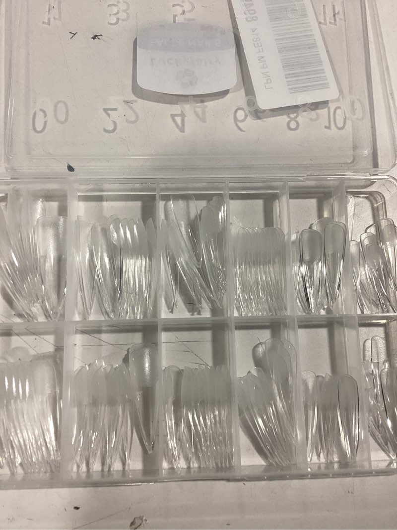 Condition photo showing Good Condition for Similar to Extra Long Square Nail Tips, XXL 120Pcs 12 Sizes No C Curve Clear Acrylic Nails Straight Tapered Square Press on False Nail Tips for Nail Extension Nail Art Salon Home DIY Clear Square XXL - Full cover