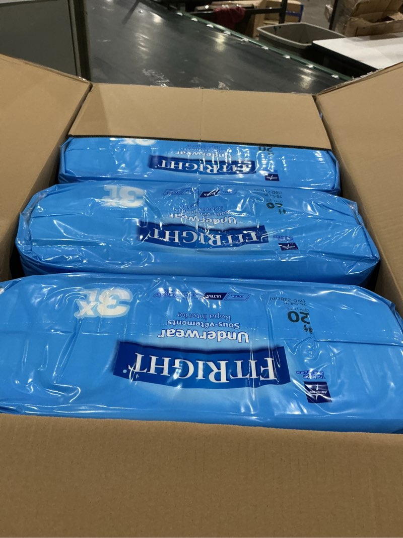 Condition photo showing Good Condition for medline fitright adult incontinence underwear, heavy absorbency, 3x-large, 75"-94" waist (20 count, 4 pack) 3x large (80 count)