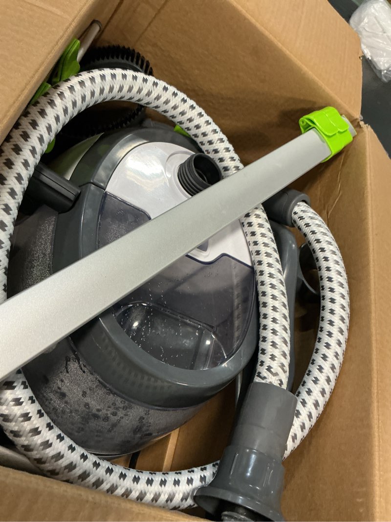 Condition photo showing As Is for steamfast sf-567 full-size upright garment and fabric steamer with clothes hanger, 1500w, 45-second heat up, 96 minutes of continous steam, 86 fl oz detachable water tank, white