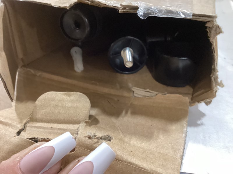 Condition photo showing As Is for black bay window curtain rod, hotozon 1 inch curtain rods for bay windows 36-72 inch(center rod), 20-36 inch side rods for windows, heavy duty decorative drapery rod with end cap finials black 36-72" (3 sides)