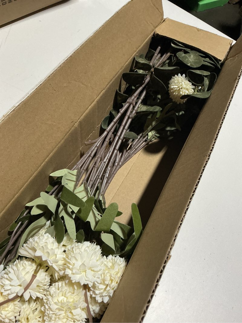 Condition photo showing Good Condition for waipfaru 10pcs fake silk pompon mum artificial flowers, bulk faux mini chrysanthemums, for centerpieces wedding fillers champagne arrangements shower decorations, white