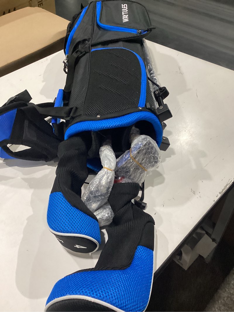Condition photo showing New/Like New for kids golf clubs set for boys & girls ages 3-12, junior golf set with stand bag, driver, hybrid, irons & putter, youth golf club set right handed blue 57–63 in | ages 9–12 | 5 clubs