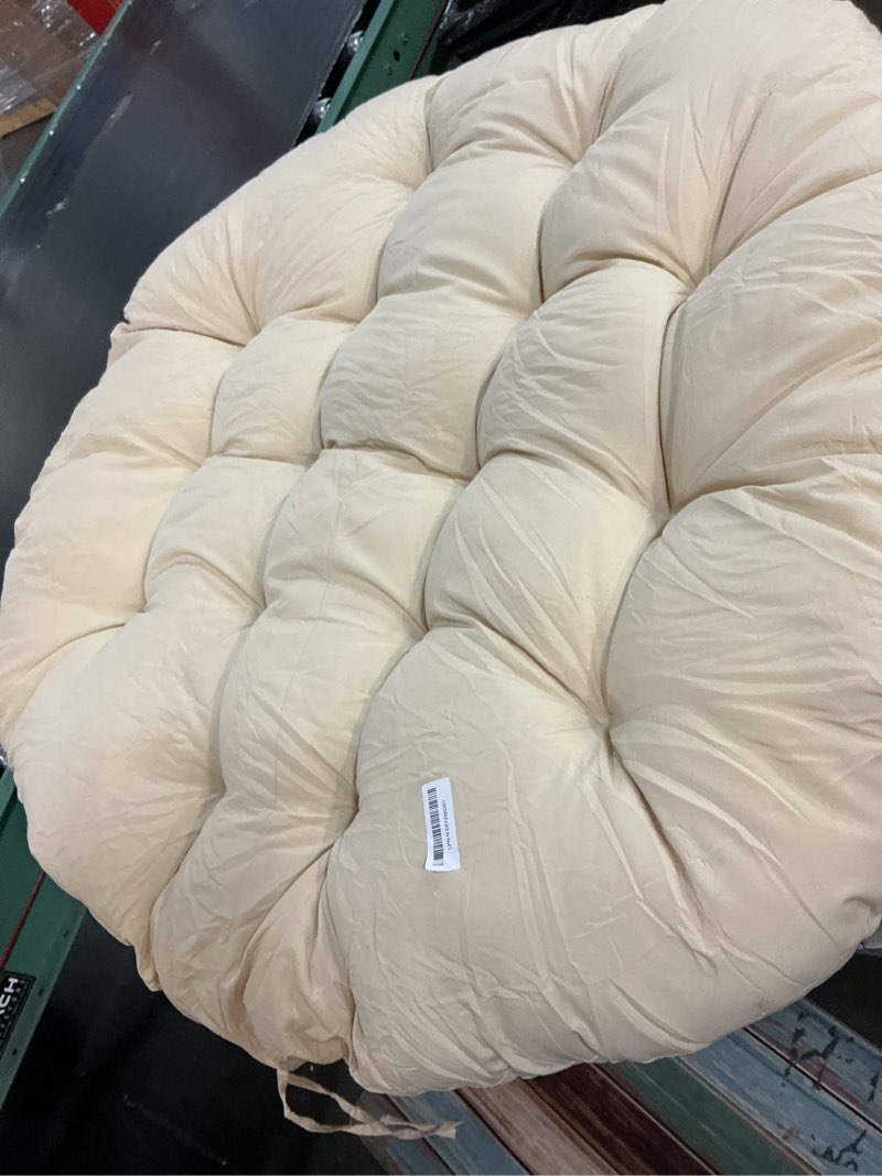 Condition photo showing Good Condition for tudomro beige egg chair cushion hanging basket chair replacement 45x45 hammock basket swing waterproof cushion hanging swing pads with headrest for indoor outdoor porch backyard patio garden