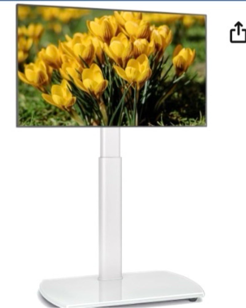 rfiver tv floor stand with swivel mount, universal for 32-65 inch lcd led flat screens, white height adjustable space saving corner tv stand for home office with wire management, vesa 400x400 mm