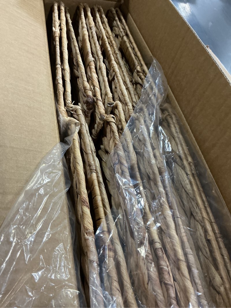 Condition photo showing New/Like New for 12x12in storage baskets set of 4 water hyacinth baskets,foldable handwoven storage cubes,wicker cube baskets laundry organizer totes for home
