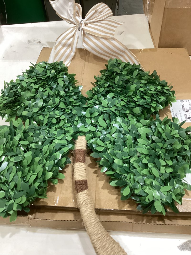 Condition photo showing Good Condition for dazonge st. patrick's day decorations, st patricks day shamrock wreath, lucky green st. patrick's day door swag for fireplace mantel walls