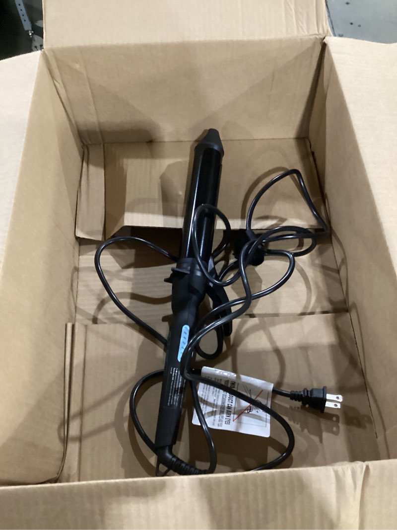 Condition photo showing As Is for similar to, not tested*** bio ionic long barrel curling iron with moisture heat technology & nanoionic mx versatile curling wand - multiple barrel sizes for tight, classic, loose & soft curls 1.5 inch (soft curls) black