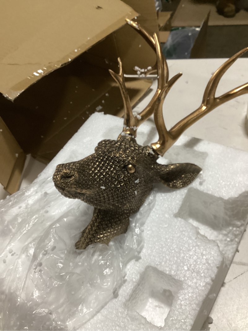 Condition photo showing Good Condition for mingzhang deer head wall decor resin animal head wall sculpture hanging decoration for home bedroom kitchen bathroom farmhouse christmas decor brown 15.7 inch deer head wall mount