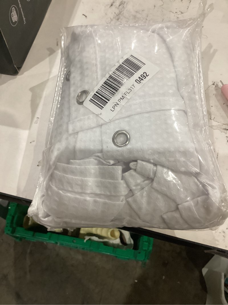 Condition photo showing Good Condition for Long White Shower Curtain Waterproof Large Heavy Duty Fabric Shower Curtains for Bathroom, Machine Washable Tall 256GSM Modern for Spa Hotel with 12 Metal Hooks, 72Wx78H 72"W x 78"L (Pack of 1) White