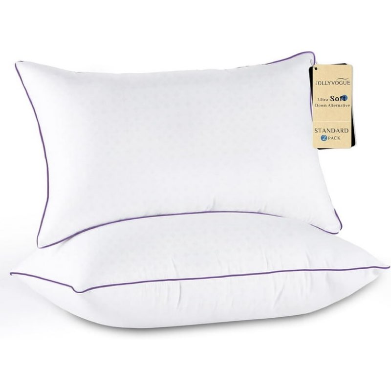 JOLLYVOGUE Bed Pillows Standard/Full Size Set of 2, Cooling and Supportive Bed Pillows with Super Soft Down Alternative Fill, Luxury Fluffy Hotel Quality for Side, Back, and Stomach Sleeper