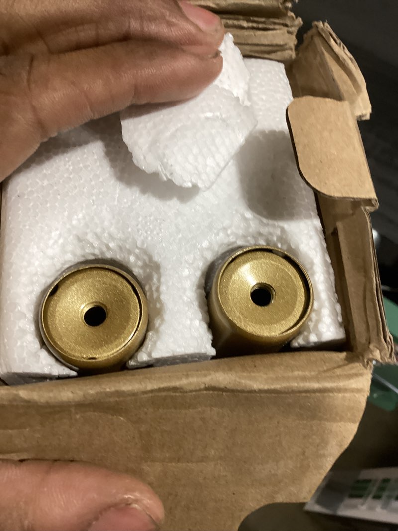 Condition photo showing Good Condition for 1 Inch Gold Curtain Rods for Windows 72 to 144 Inches (6 to 12 ft), USFOOK Telescoping Single Drapery Rod, Decorative Curtain Rod with Luxury Translucent Finials 72-144" Luxury Gold