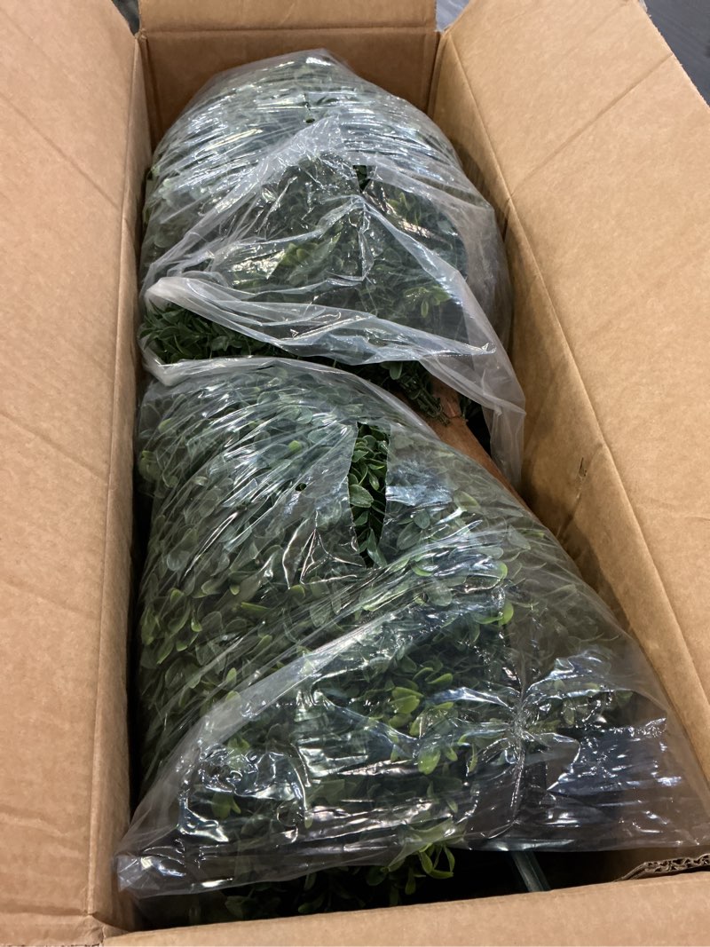 Condition photo showing New/Like New for kyesyes artificial boxwood ball bush 27" tree uv resistance rated with spike. easy to push in the ground.plant looks great in a planter anywhere. indoor/outdoor decor 2 pack boxwood green 2