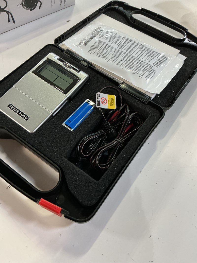 Condition photo showing Good Condition for tens 7000 digital tens unit, muscle stimulator machine for pain relief, 6.25" x 7.00" x 2.00"