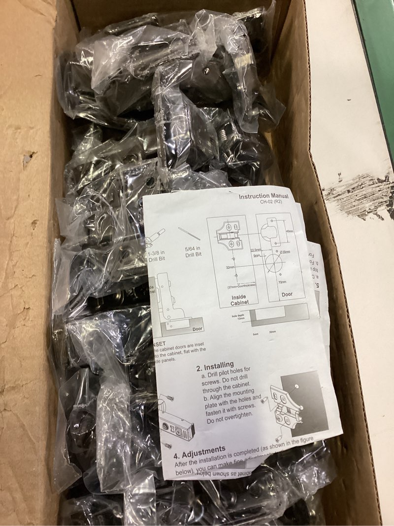 Condition photo showing New/Like New for 20 pack inset soft close cabinet hinges 105° frameless 3 way adjustable kitchen cabinet door hinges with screws 20 pack light nickel
