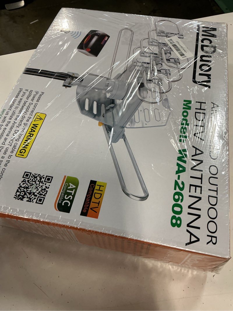 Condition photo showing New/Like New for amplified digital outdoor hdtv antenna 150 miles long range - 360 degree rotation infrared control - tools free installation - support 2 tvs