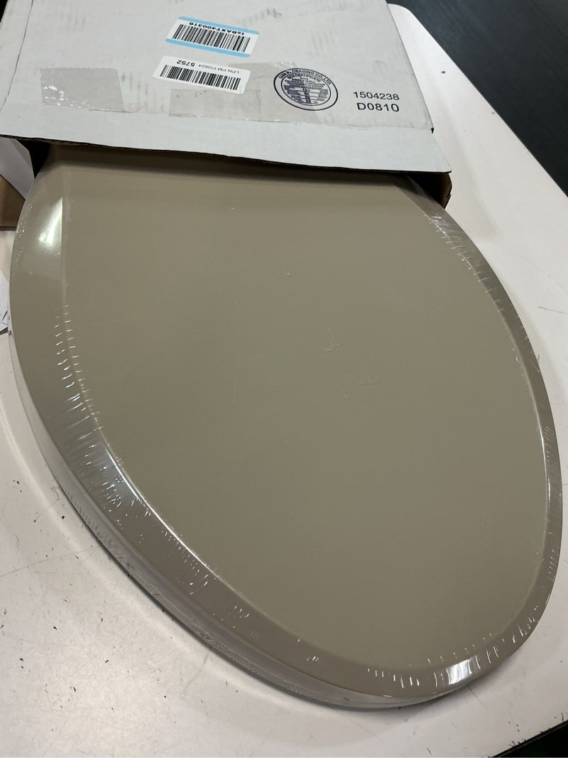Condition photo showing New/Like New for kohler 4636-rl-g9 cachet readylatch elongated toilet seat slow close, soft close toilet seat quiet lid, contoured grip-tight bumpers installation hardware, apartment essentials, sandbar sandbar elongated ready latch