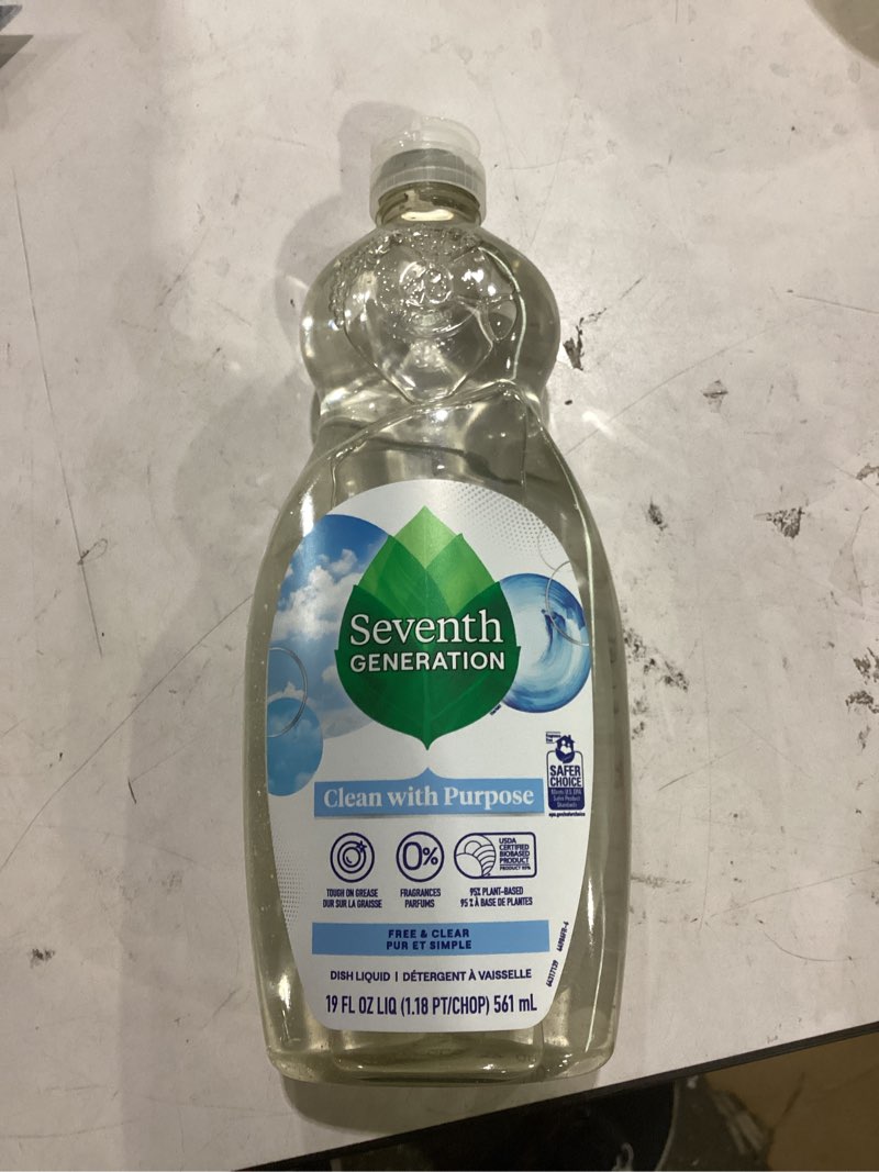 Condition photo showing Good Condition for seventh generation dish liquid soap free & clear liquid soap dishwashing soap dish soap for sensitive skin 19 oz free & clear 19 fl oz